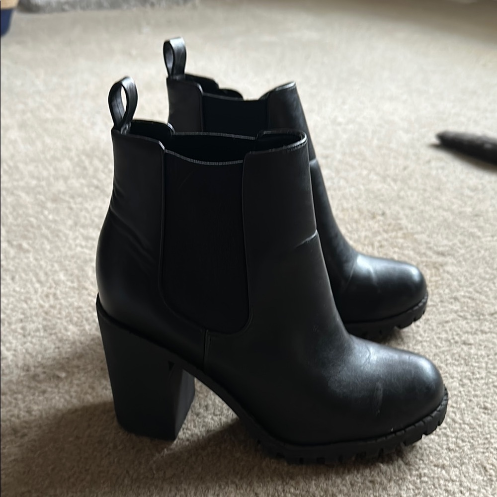 Black Leather Ankle Boots